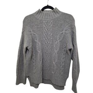 Tahari Women's Gray Cable Knit Turtleneck Sweater Ribbed Hem Warm Thick Winter S